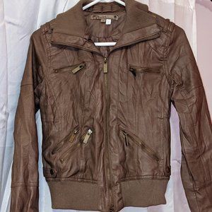 Ashley by 26 Interntional Women's Vintage Faux Leather Brown Jacket Size M